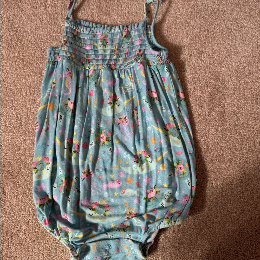 Posh Peanut Aqua Floral Kids Romper